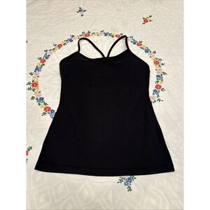Lululemon Womens Power Y Tank Top Active Gym Yoga Stretch Black Sz 8 Luon Fabric